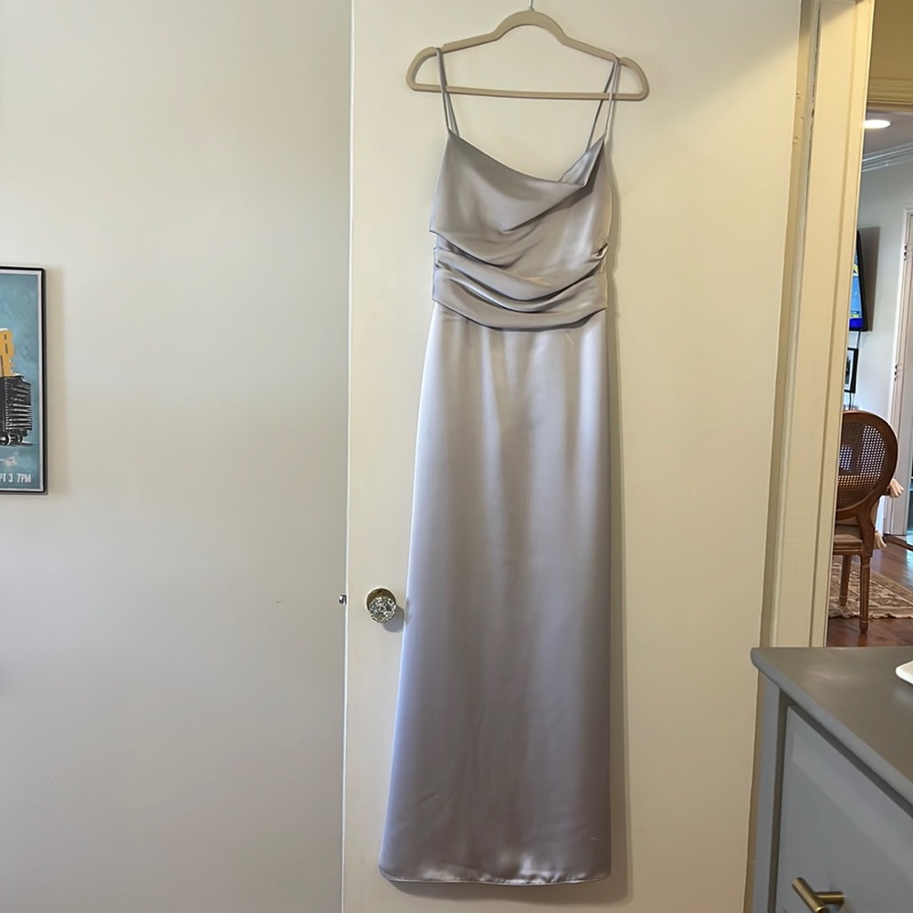 Amsale Silky Silver Gown